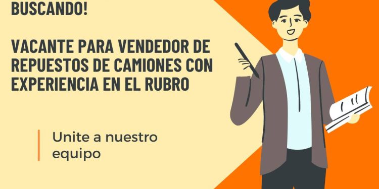 Oferta laboral: seleccionan vendedor para el rubro repuestos de camiones
