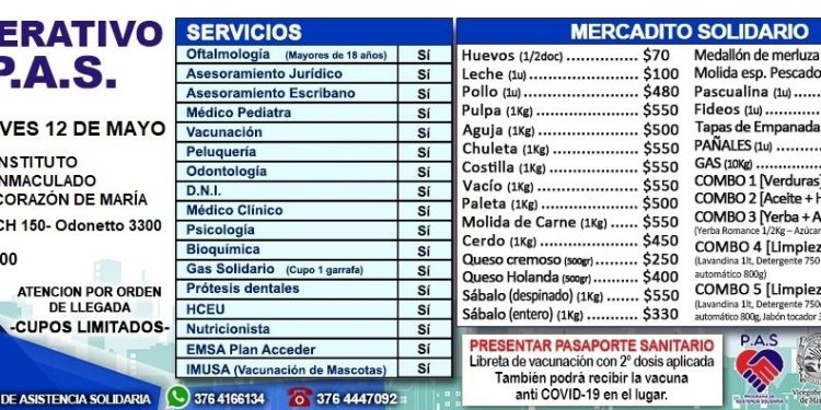 Este jueves, el operativo del PAS Posadas estará en Villa Cabello