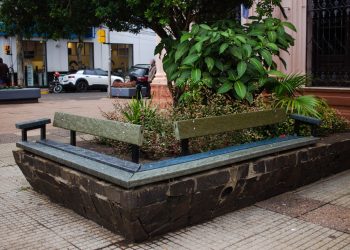 Posadas Sustentable: instalaron bancos de madera plástica en la Plaza 9 de Julio