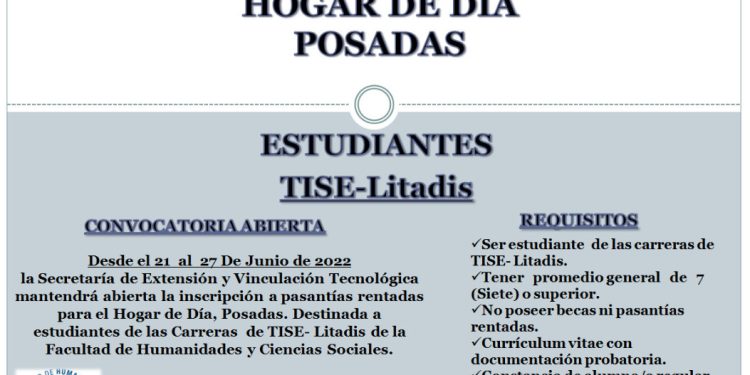 Llamado a pasantías rentadas para estudiantes de TISE-LITADIS en Posadas