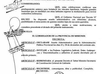 Los trabajadores de la Provincia tendrán asueto el 23 y 30 de diciembre