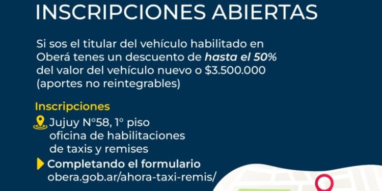 Oberá: inscripciones abiertas para el programa Ahora Taxis-Remises