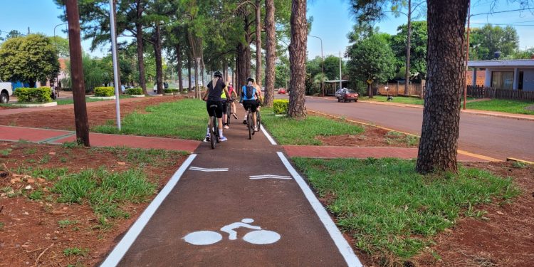Vialidad Provincial construyó en Santa Ana una bicisenda por Av. San Martín