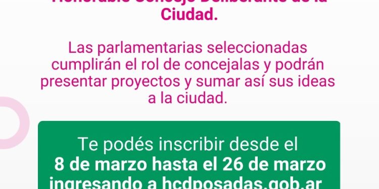 Posadas: se aproxima el cierre de inscripciones para el Parlamento Municipal de la Mujer