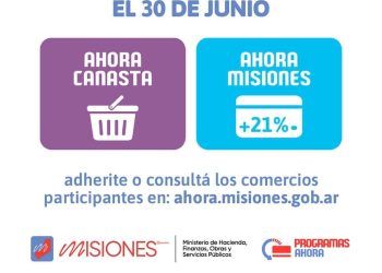 Hasta el 30 de junio continúan los Programas Ahora Misiones +21% y Ahora Canasta