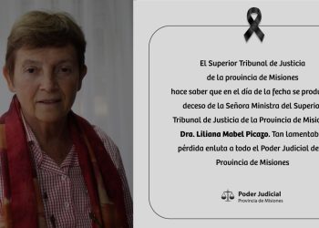 Falleció la ministra del STJ de Misiones, Dra. Liliana Picazo