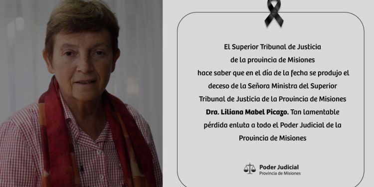 Falleció la ministra del STJ de Misiones, Dra. Liliana Picazo