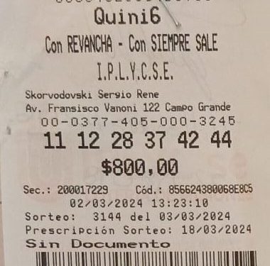 Más de nueve millones del Quini 6 se quedaron en Campo Grande