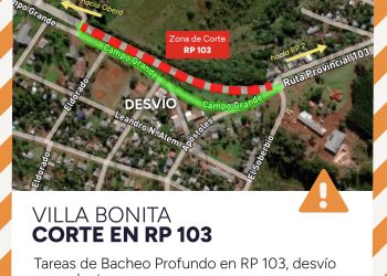 Ruta 103: desvío por obras en Villa Bonita