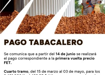 Atención tabacaleros: el viernes 14 se realizará el pago del FET