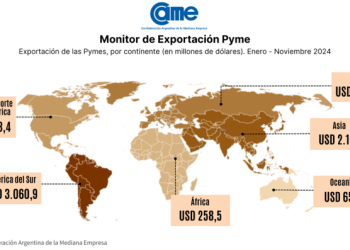 Entre enero y noviembre de 2024, las exportaciones de las pymes crecieron 21,7% en dólares y 27,5% en toneladas