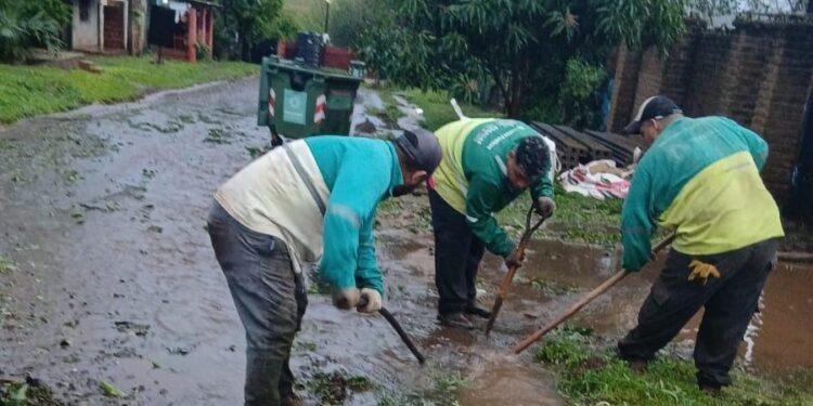 Posadas: cuadrillas municipales trabajan en el despeje de calles y avenidas