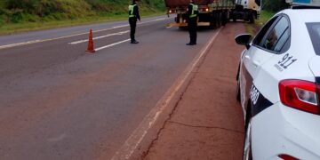 Un camión quedó varado sobre la Ruta 12 y la Policía asiste el tránsito en la zona